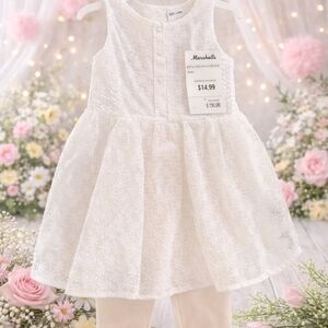 Marshall's White Floral Overlay Baby Dress
